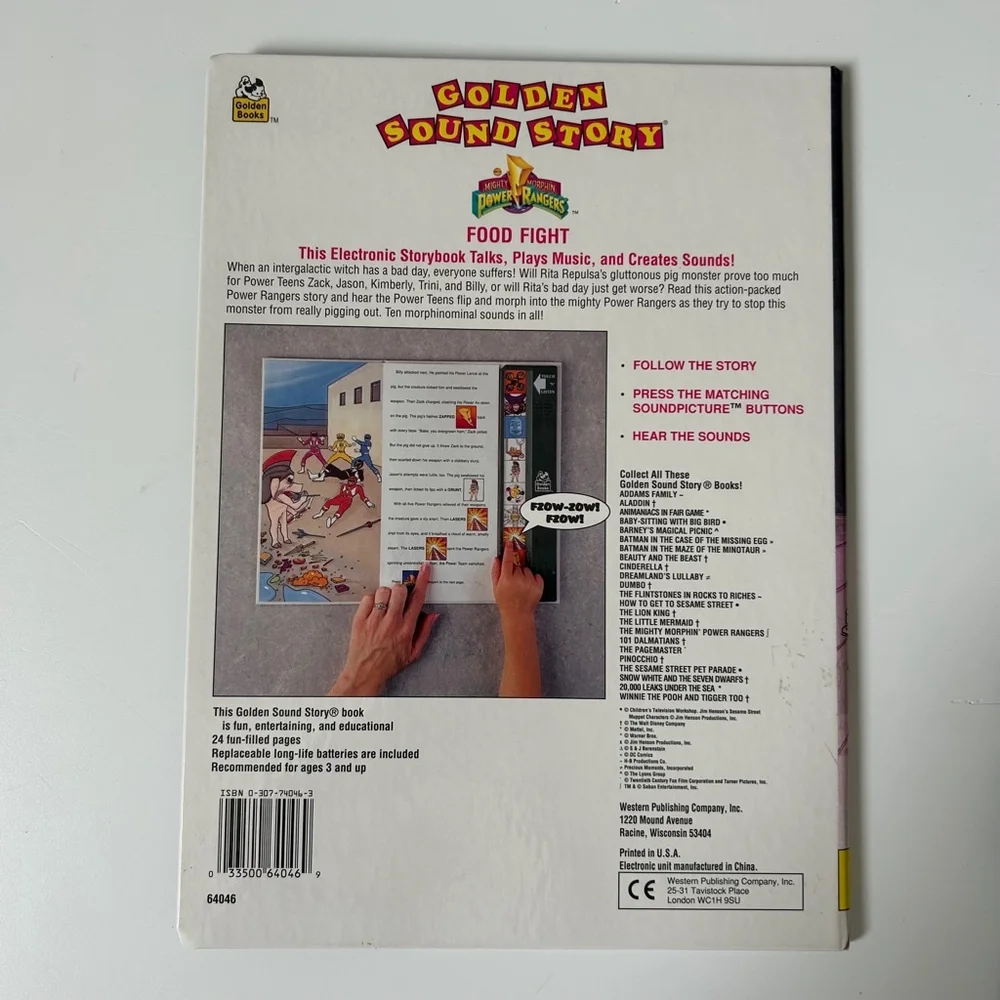 1994 Golden Books Mighty Morphin Power Rangers Food Fight Sound Story Book - Picture 7 of 8